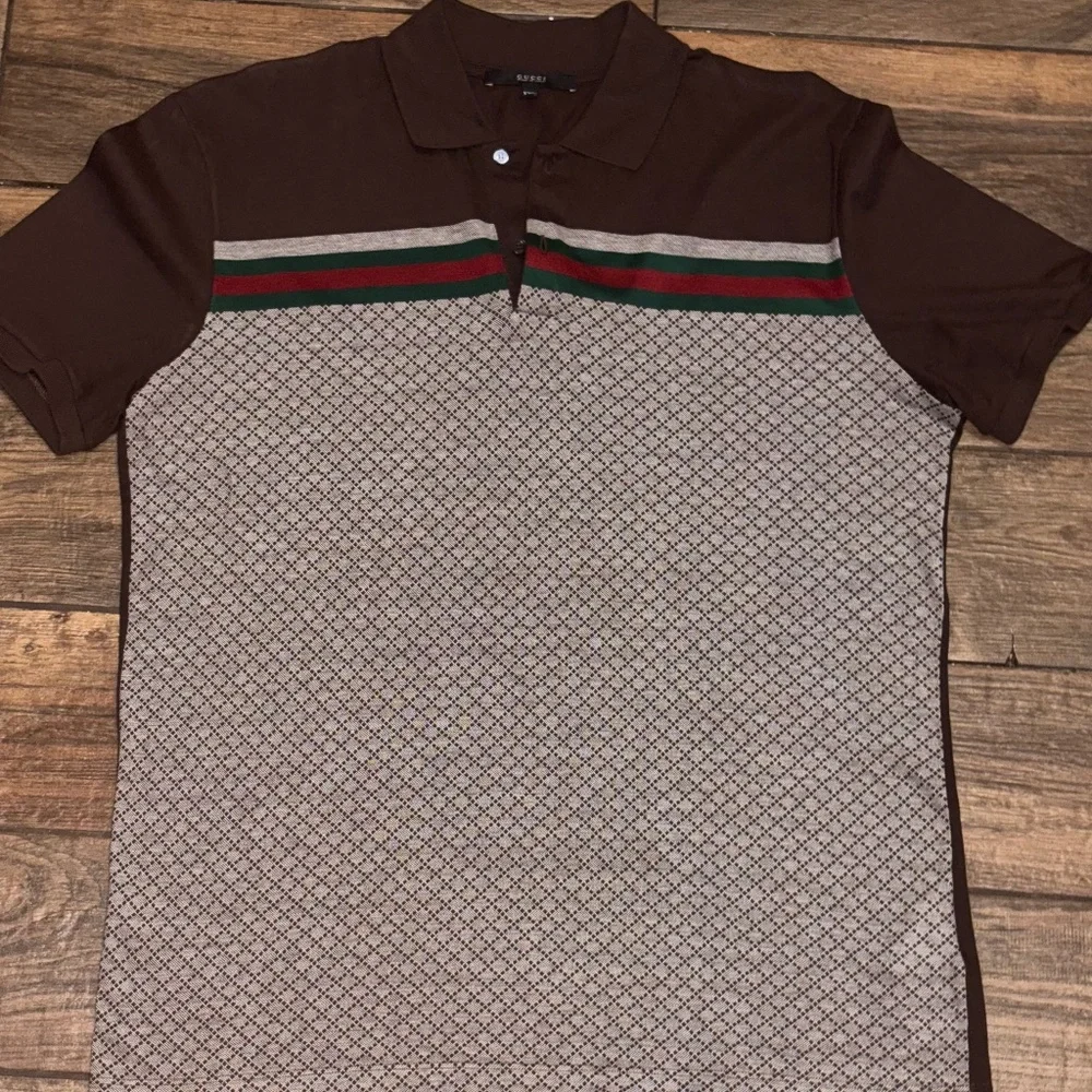 FREE SHIPPING Gucci Piquet Monogram Polo Style Shirt - Picture 1 of 10